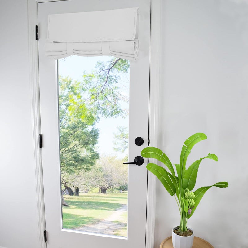 WdFour Side Door Curtains for Door Window, Room Darkening Solid Color Door Window Covering for Glass Door, Front Door Sidelight Curtain Tie up Shade 34W x 80L Inches, 1 Panel,Greyish White. - Image 1